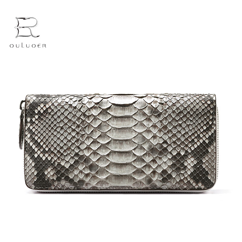 Oral Python Leather Clutch Women's Multi-Slot Long Wallet Valentine's Day Genuine Leather Zipper Fashion High-end Handbag