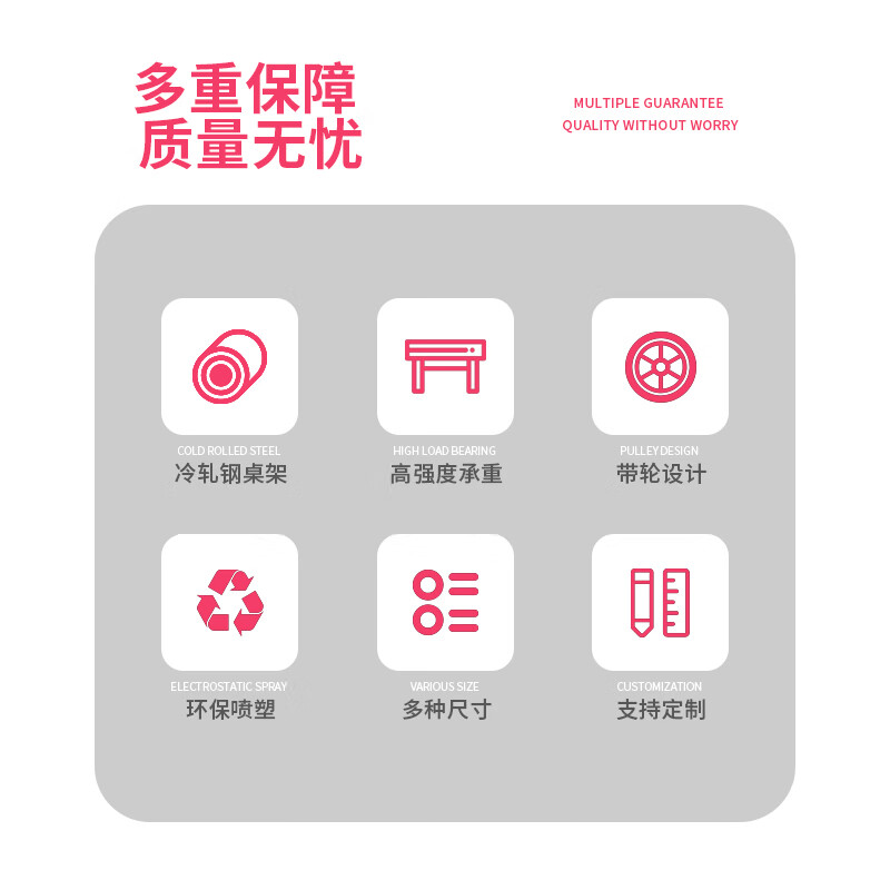 Zhendi heavy-duty workbench 1.8m factory inspection bench warehouse packing bench DS238 single table with 4-inch rubber wheels