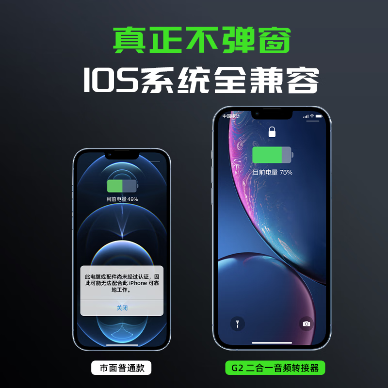 Piva g2 Apple headphone adapter two-in-one iPhone13pro12/11/X charging listening to music audio adapter lightning mobile phone to 3.5 converter black dual Lightning interface