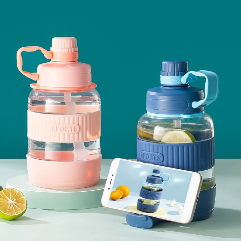 Zhenxi Water Cup Large Capacity Kettle Cup Dayton Cup Sports Water Bottle Fitness Water Cup Pier Ton Bucket Water Bottle Outdoor Plastic Cup Pink Creative Stand Cup 1000ml