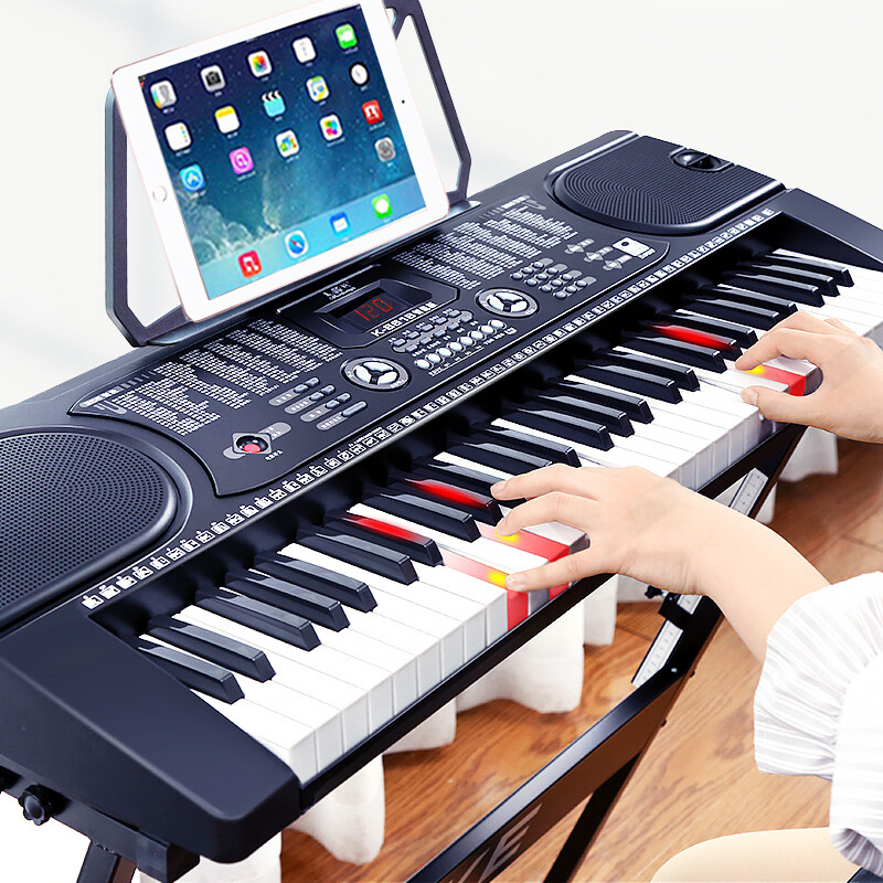 Meirkergr MK-8618 smart version 61-key multi-function intelligent teaching electronic keyboard for children who are beginners in musical instruments, connects headphones, microphones and mobile pads