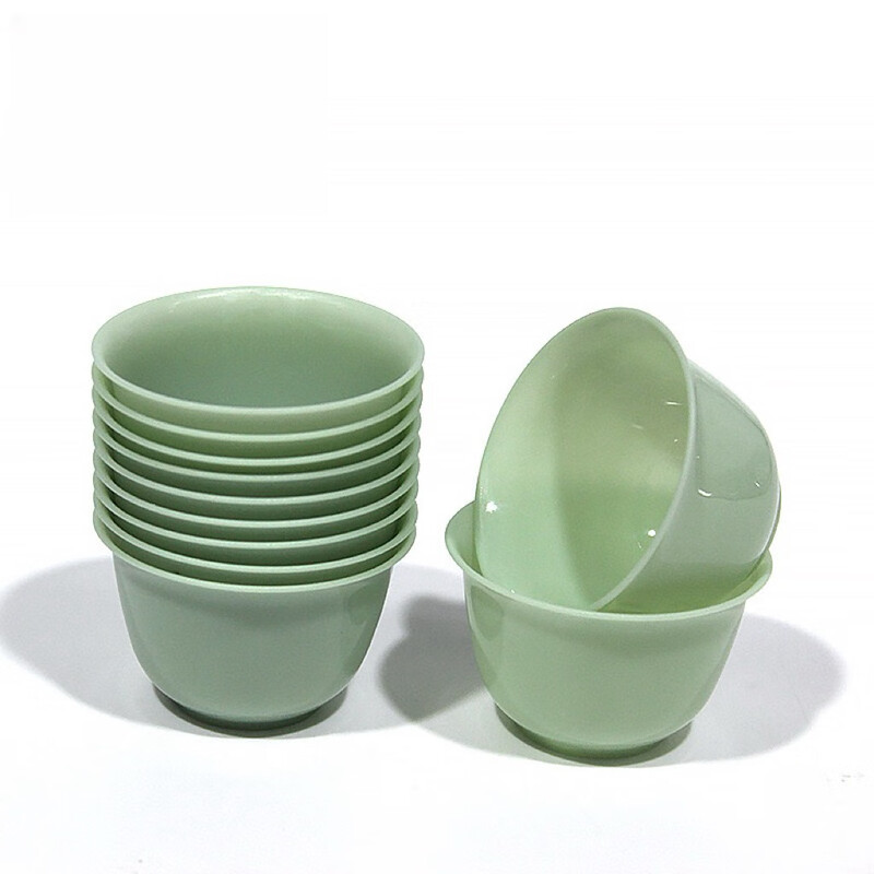 Fu Guan disposable tea cup Kung Fu tea thickened high temperature resistant emerald green high-end tea cup food grade tea cup 60ml emerald green-tea cup 200 + 1 storage cup holder
