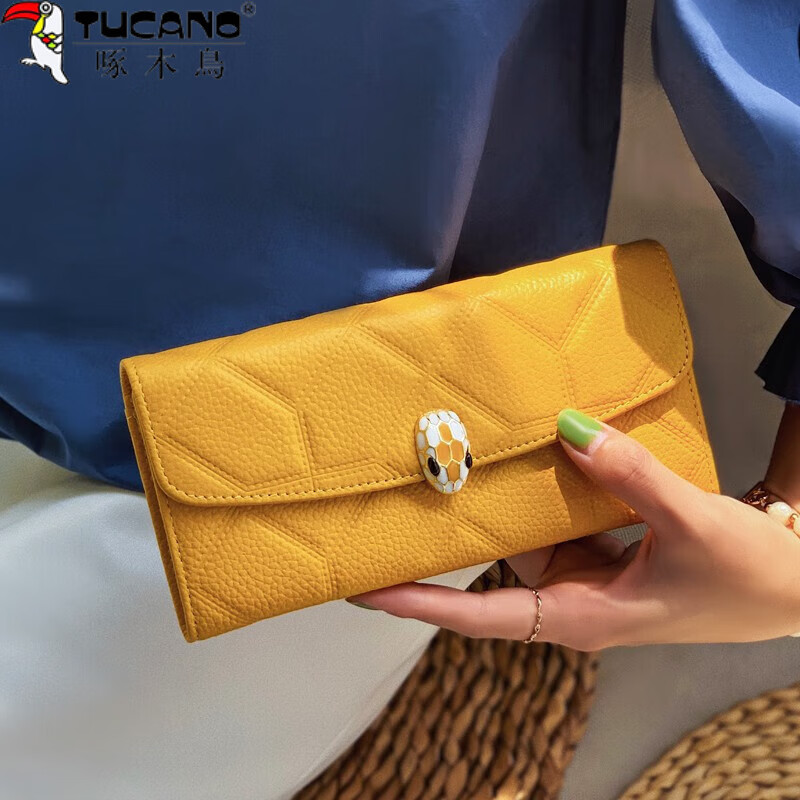 Woodpecker (TUCANO) first-layer cowhide inside and outside 2024 new fashion wallet women's long genuine leather large capacity hand wallet mobile phone temperament burgundy