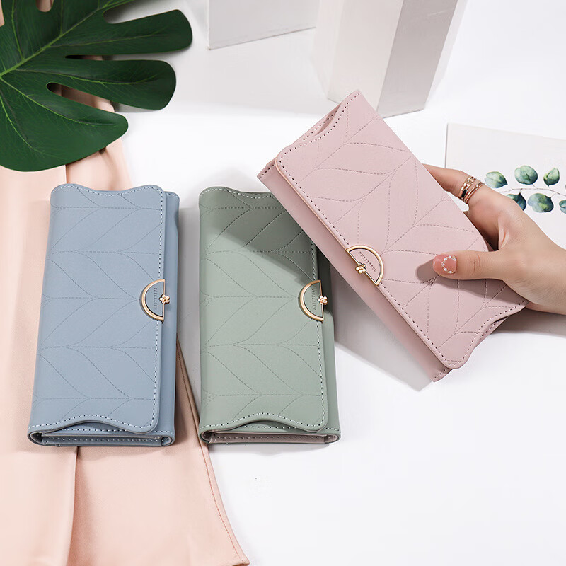 Kangaroo wallet women's niche design New Year's New Simple Folding Long Wallet Small Fresh Trendy Handbag Women's Small Bag Hand-held Bean Paste Color
