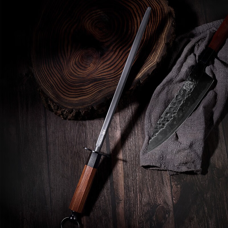 Sanbensheng sharpening stick high carbon steel sharpening stick household sharpening tool slaughterhouse commercial special round rosewood/10 inches