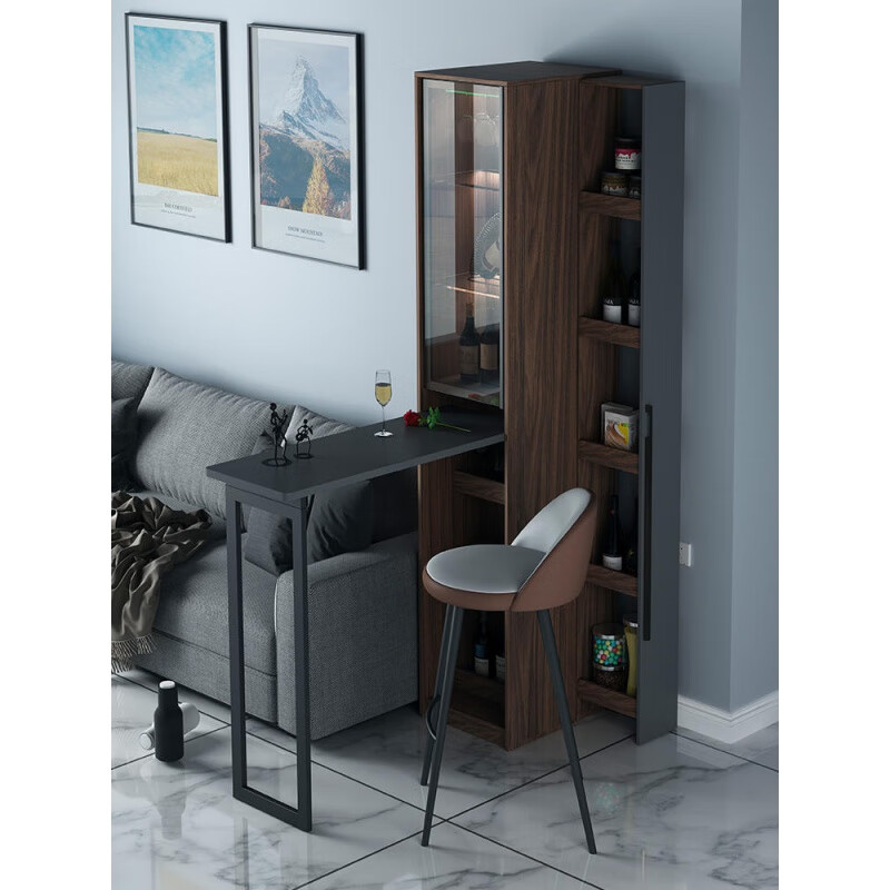 Xiaohe folding bar multifunctional wine cabinet bar table integrated cabinet telescopic folding partition cabinet living room home wall-mounted bar cabinet with 1 chair