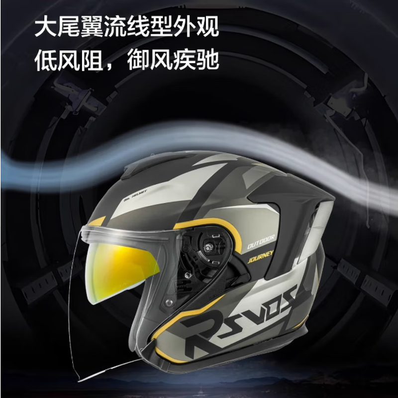 RSV motorcycle helmet 3c certified four-season universal motorcycle half helmet winter double mirror windshield electric vehicle Bluetooth headset