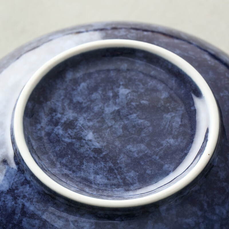 Lucky Lychee Japan imported Mino-yaki indigo painted cherry blossom ceramic bowl dipping saucer fruit plate soup noodle bowl rice bowl Japanese tableware bowl 19.5cm 1 head