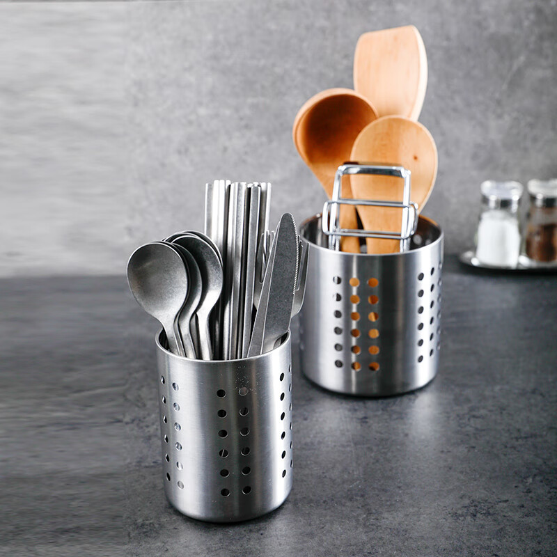 Jianjiayiju stainless steel chopstick barrel draining tableware cage kitchen spoon chopsticks cutlery storage tube storage rack chopstick cage bamboo skewer straw bucket small size