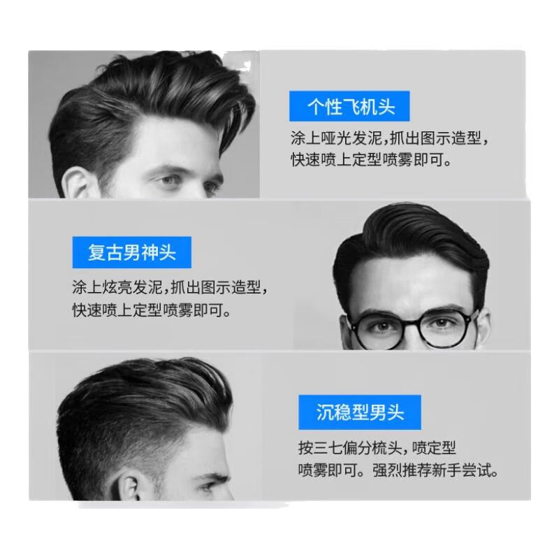 Jewel Men's Matte Hair Mud Hair Wax Plus Hairspray Styling Spray Hair Long-lasting Fragrance Natural Fluffy Styling Hair Cream Portable Travel Set Hairspray 80ml + Hair Mud 20g