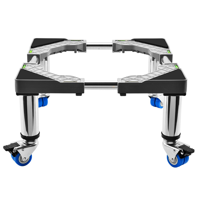 Washing machine base stainless steel heightened mobile tripod automatic drum adjustable bracket refrigerator ice machine bracket heightened 8 double wheels (total height 30cm) gray 25 round tube L19