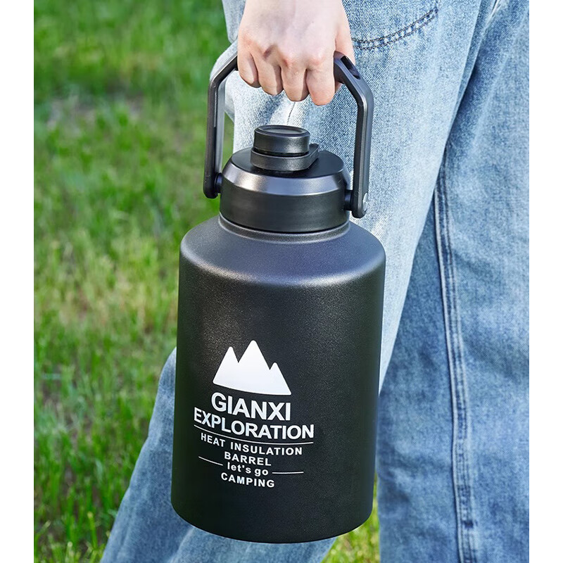 Jiianxi Ice Bucket Insulated Bucket Ice Cube Bucket Stainless Steel Outdoor Internet Celebrity High-Quality Insulated Cold Cup Large Capacity Ice Storage Bucket Black 1.9L One Cover Dual-Purpose-Single Bucket