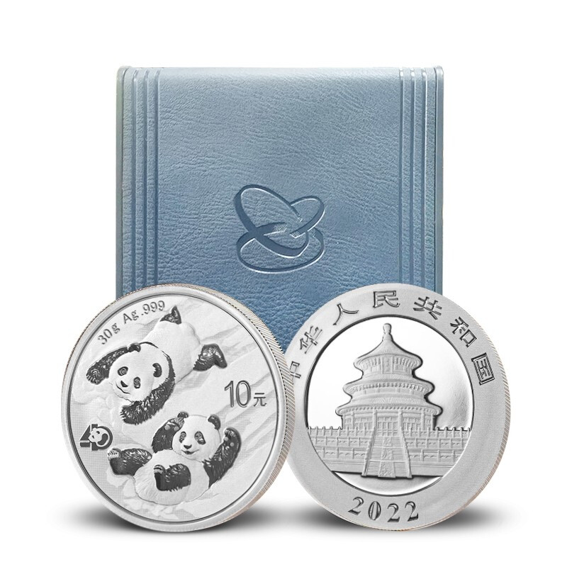 China Gold Coin 2022 Edition Panda Silver Coin 30g Free Gold Blue Box