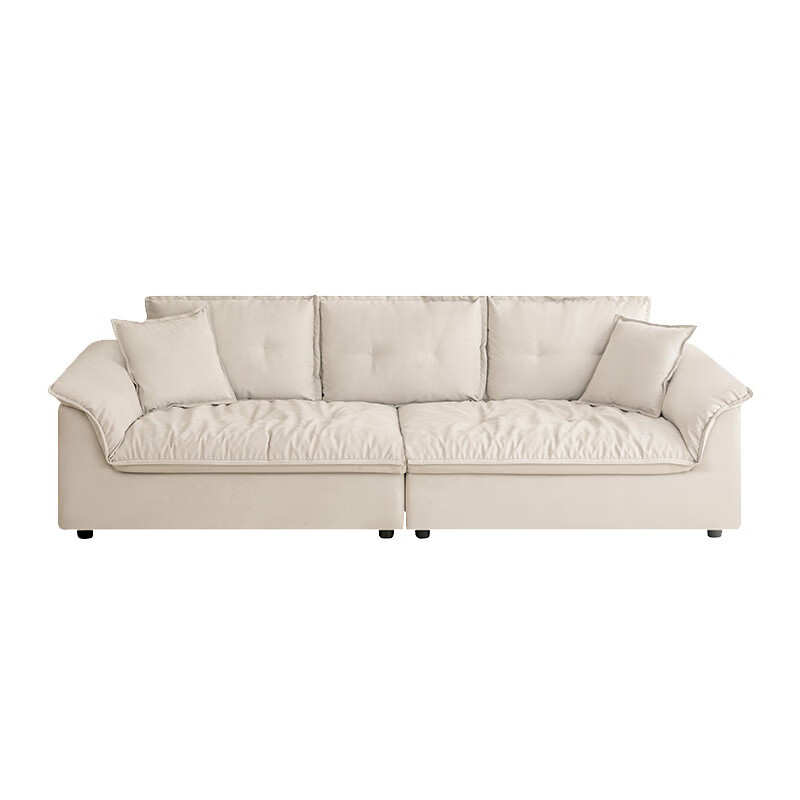Jingdong Yunfan Cream Wind Fabric Sofa Anti-cat Scratch Short Velvet All-in-One Two-Purpose Lazy B&B Sofa 2.7m