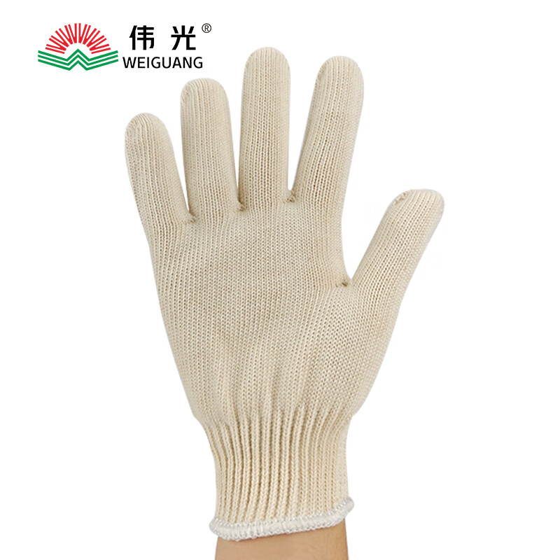 Weiguang 100% cotton labor protection wire gloves 12 pairs/pack Encrypted wear-resistant anti-slip breathable wire gloves construction site workshop industrial labor protection gloves