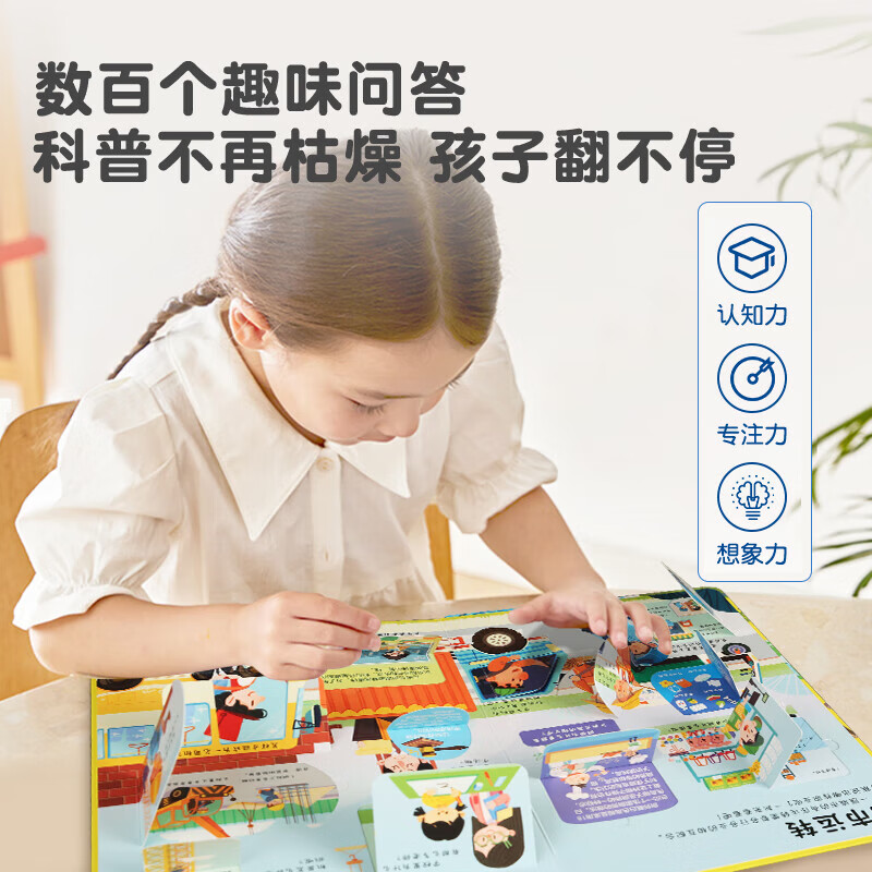 Curious children's hundreds of questions and answers flip book Children's books 3D three-dimensional book 3-6 years old machine book One Hundred Thousand Whys Children's picture book 3-6-8 years old three-dimensional flip book reveals transportation animals space body primary school students kindergarten fun secret series encyclopedia Various careers