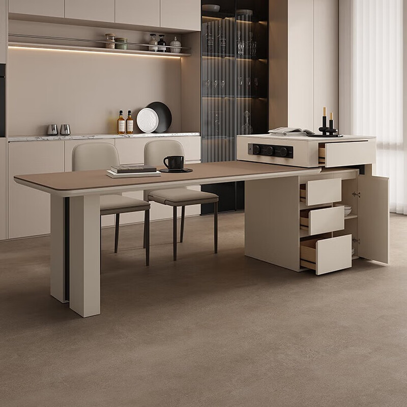 Fanyi open guide table dining table sideboard integrated household retractable slate dining table tea table dual-purpose island table dining island table 1.68-2.25 meters retractable island dining table
