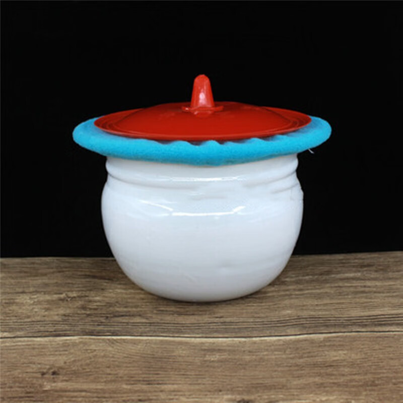 Yi Jinglian old-fashioned thickened enamel spittoon short spittoon bucket children's enamel urinal urinal bucket elderly toilet wedding spittoon (white) short spittoon