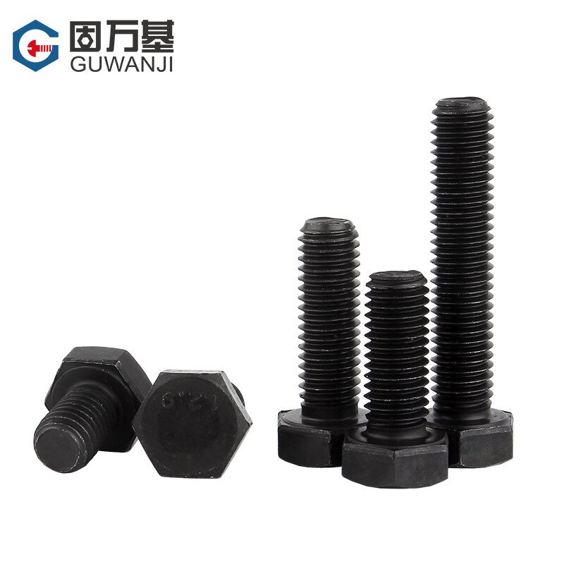 Guwanji 12.9 grade external hexagonal screws high strength external hexagonal bolts extended screw black screws national standard fasteners M16*200 1 half thread