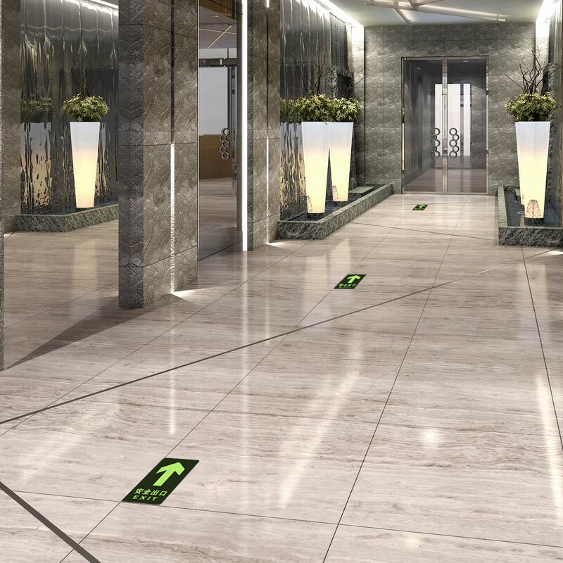 Quxing Fire Floor Stickers Safety Exit Straight 6 Pieces Wear-Resistant Floor Stickers Fire Escape Evacuation Signs