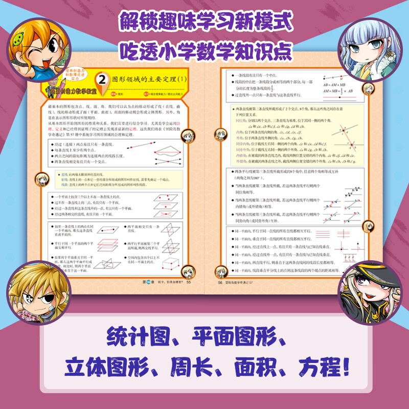 Adventures in MapleStory Mathematics 1-5 Primary school students aged 7-14 Primary school mathematics enlightenment book Mathematics reading for grades 1, 2, 3, 4, 5 and 6 Covering the People's Education Press version of primary school mathematics knowledge points comic story book