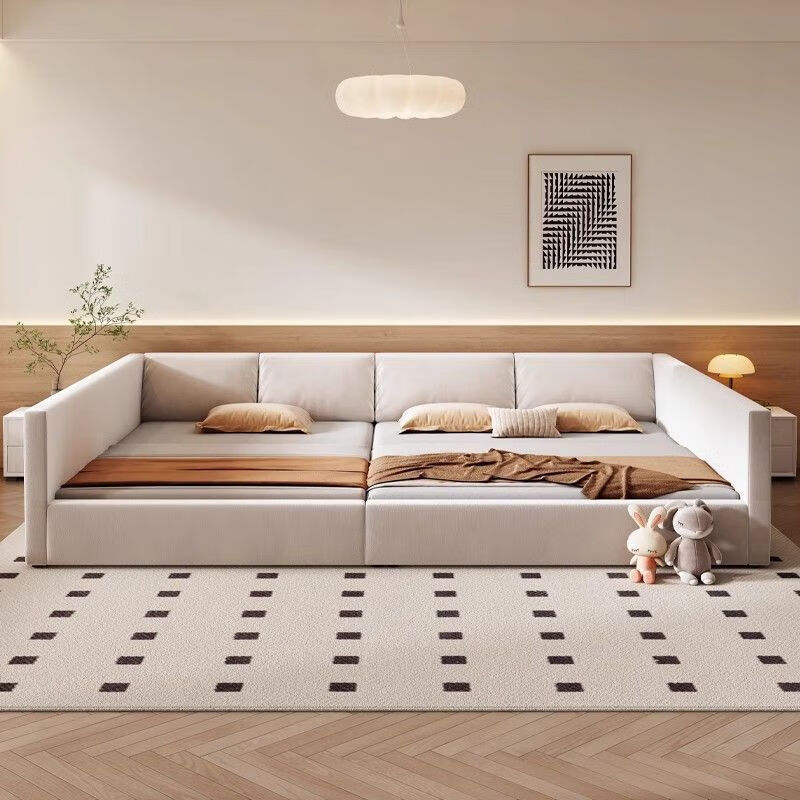 NAOISKEY Elephant Ears Baby Bed Splicable Bed Parent-Child Bed Tatami Bed Wash-Free Second and Third Baby Bed Master Bedroom Double Bed 1.5m + 1.5m Combination Bed + 2 Latex Spring Mattresses Frame Structure