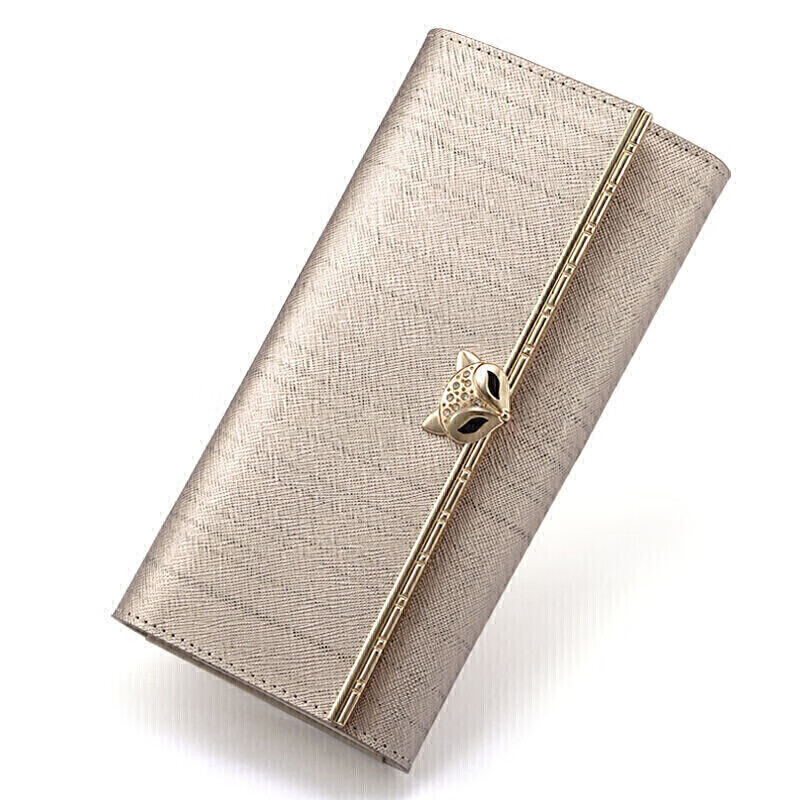Golden Fox (FOXER) cowhide women's wallet large capacity long card holder money wallet clutch bag coin purse birthday gift for girlfriend