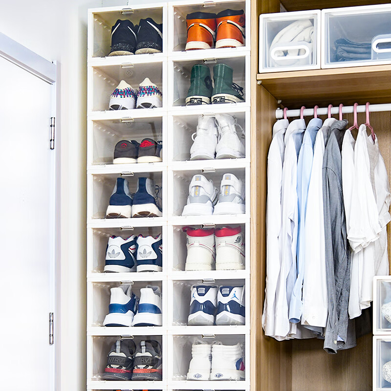 Xitianlong shoe storage box clamshell shoe box multifunctional storage box stack combination shoe cabinet transparent multiple packs 6 front flip models