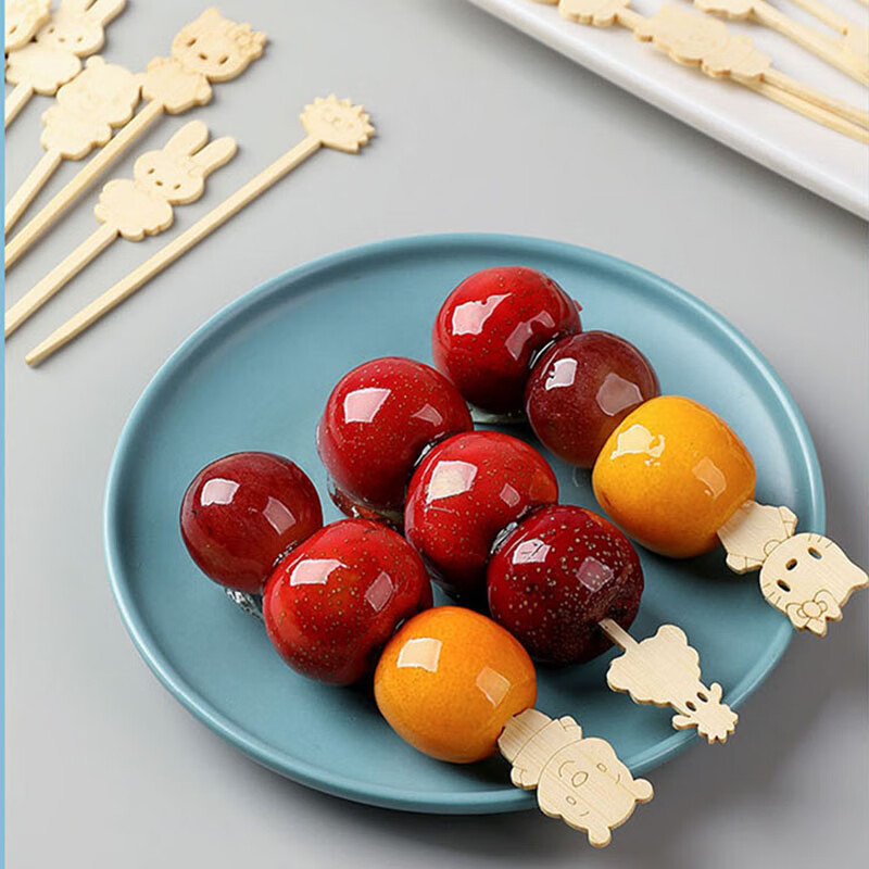 Xingyue Blue Candied haws cartoon bamboo skewers disposable fruit skewers Oden cooking skewers barbecue skewers mixed pack of 50 pcs