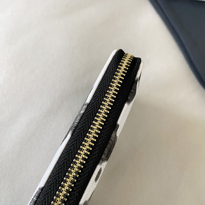 Retro cow print women's wallet multi-card slot wallet women's long wallet ID bag bank card card bag khaki white