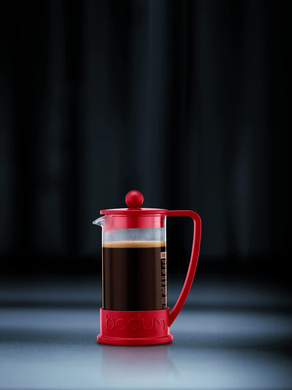 BODUM Brazilian French Press Coffee Maker with Glass Bottle 34 oz Warm Red