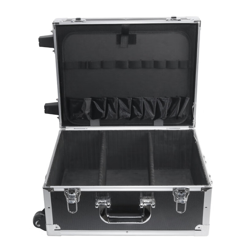 Chengjia (CHENGJIA) custom-made aviation aluminum alloy pull-rod tool box household instrument equipment hardware multi-functional large rounded corners 301 black + 2 partitions inside 42.5*33.