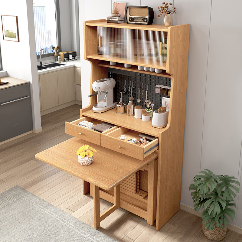 Senneng solid wood sideboard dining table integrated wall storage cabinet wine cabinet modern simple storage cabinet kitchen with dining table side cabinet sideboard + 1.4m solid wood dining table + dining chairs * 2