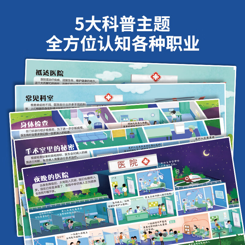 Revealing flip book 3D three-dimensional book, early childhood education tear-resistant picture book 1-2-3 years old, baby one or two years old educational enlightenment cognitive toy book 0-3-6 years old, exploring dinosaurs, ocean and space, revealing series of books, revealing hospital