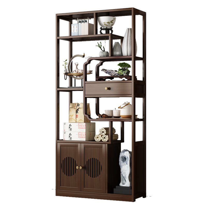 Bamboo Art Jiaxin Chinese Bogu Rack Tea Room Tea Set Ornaments Storage Rack Tea Rack Tea Cabinet Storage Rack Screen Partition Display Cabinet High Cabinet Style
