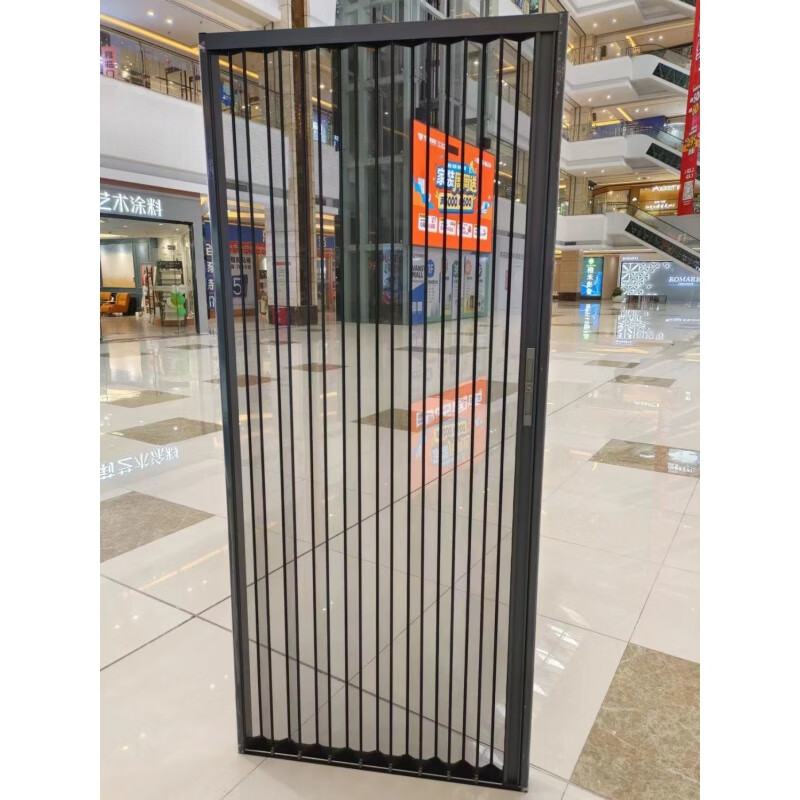 Vinoa King Kong mesh folding screen door, anti-mosquito, anti-cat, dog and rat, anti-theft, invisible retractable push-pull aluminum alloy screen door with lock, upgraded stainless steel high-permeability mesh + lock + gray