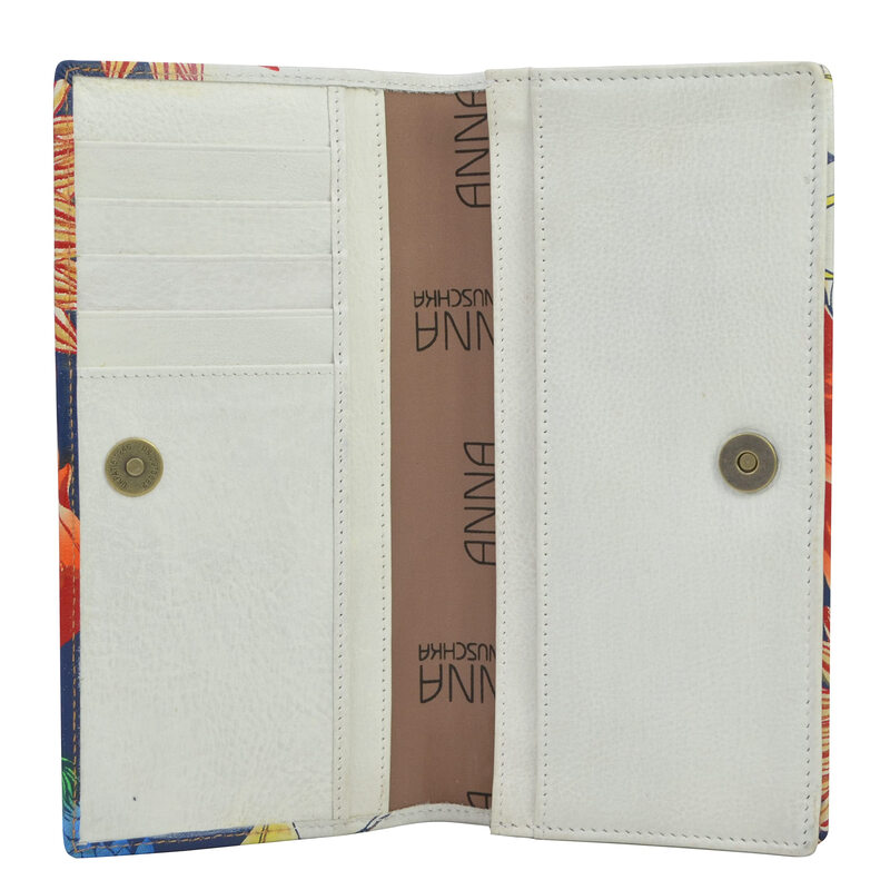 Anna by Anuschka women's hand-painted cowhide wallet, five card slots, spring and summer light luxury style, floral pattern