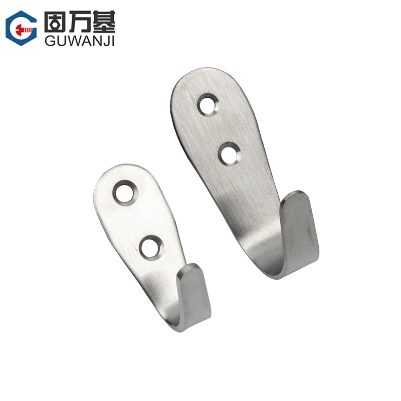 Guwanji stainless steel hooks single and double clothes hooks kitchen bathroom door hanging nails wall clothing load-bearing hooks towel coat hooks double hooks (2.0 thick) - 2 pieces