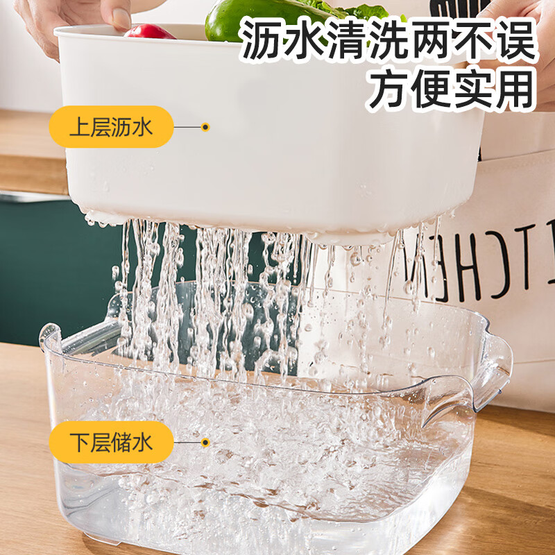 YOUQIN double-layered sink drain basket kitchen vegetable basket storage basket fruit and vegetable basket fruit plate living room household drain basket double-layered medium mint green