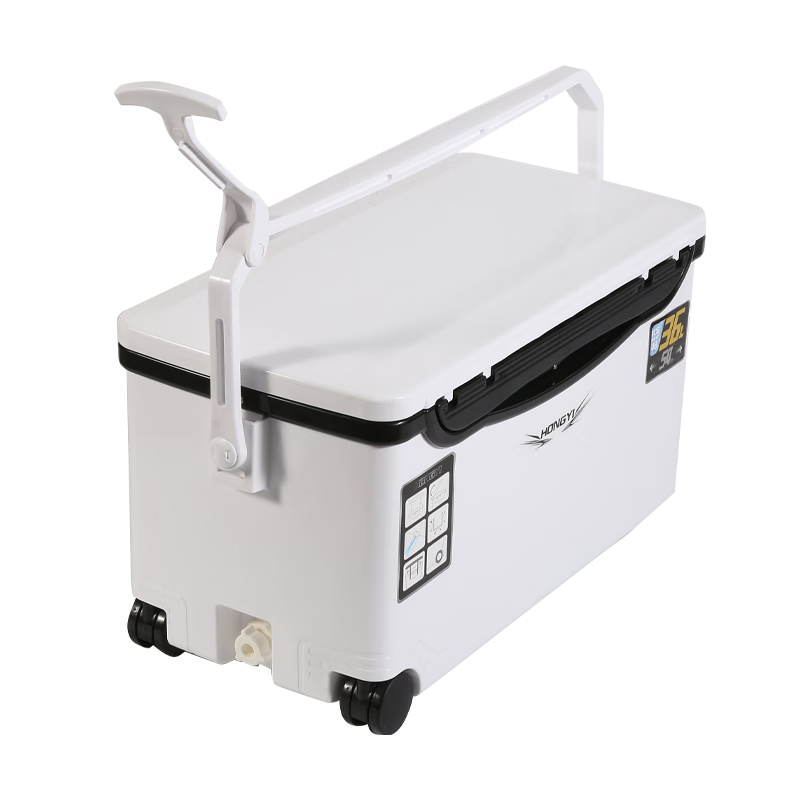 Warm Ice Bear 10-70-85L Portable Sea Fishing Box Insulated Box Refrigerator Box Fishing Special Cooling Outdoor Car Fresh Box PU 36L White Strap Storage Box + Water Outlet Wheel