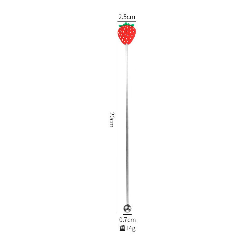 Stainless Steel Stirring Stick Creative Silicone Fruit Coffee Stirring Spoon Cocktail Bar Stirring Stick Fruit Stirring Stick 1 Random Style
