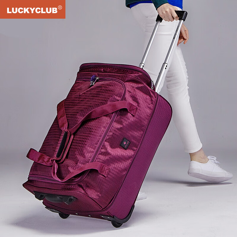 LUCKY CLUB trolley bag travel bag Oxford cloth portable canvas short-distance boarding backpack luggage bag 20 inches calm black