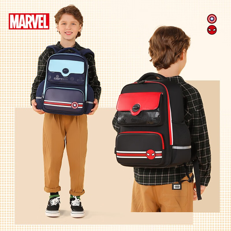 Disney schoolbags, primary school children's schoolbags, 1-3 grade schoolbags, large-capacity burden-reducing schoolbags, high-looking backpacks for boys and girls, US team