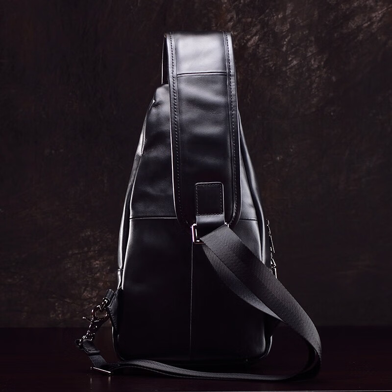 Vinnie bag genuine leather men's bag cowhide chest bag sports bag retro shoulder bag men's bag casual crossbody bag black
