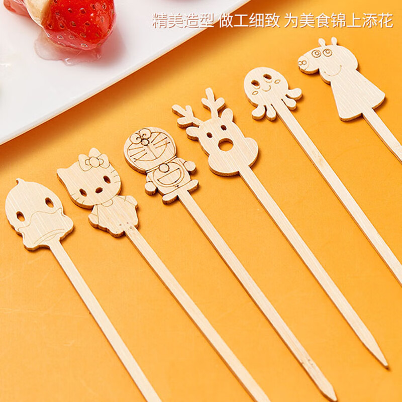 Xingyue Blue Candied haws cartoon bamboo skewers disposable fruit skewers Oden cooking skewers barbecue skewers mixed pack of 50 pcs