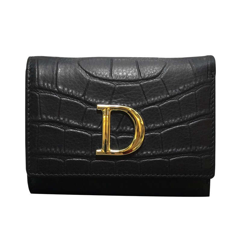 Sephoron Genuine Leather Short Wallet Women's Simple Casual Folding Wallet 2026 New Crocodile Pattern Soft Cowhide Thin Wallet Crocodile Pattern Black