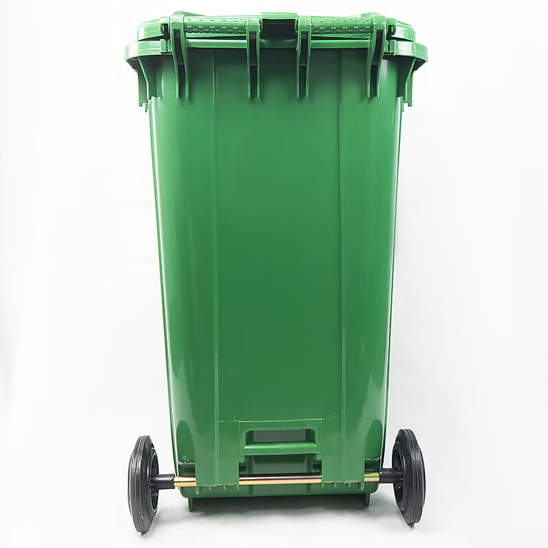 Hasdick green 240L large outdoor large trash can trailer with wheels outdoor sanitation hotel kitchen waste classification thickened large capacity plastic outdoor property HKT-393