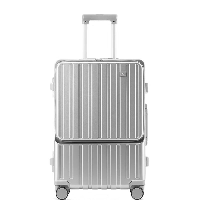 World Geographic Germany front opening suitcase men's trolley case password box women's universal wheel travel bag 20 inches silver gray