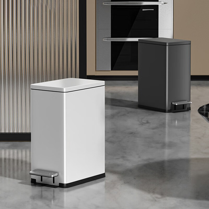 Little lazy cat trash can tea bucket home living room kitchen tea residue light luxury foot-operated square bathroom toilet office 15L gun gray with tea drain