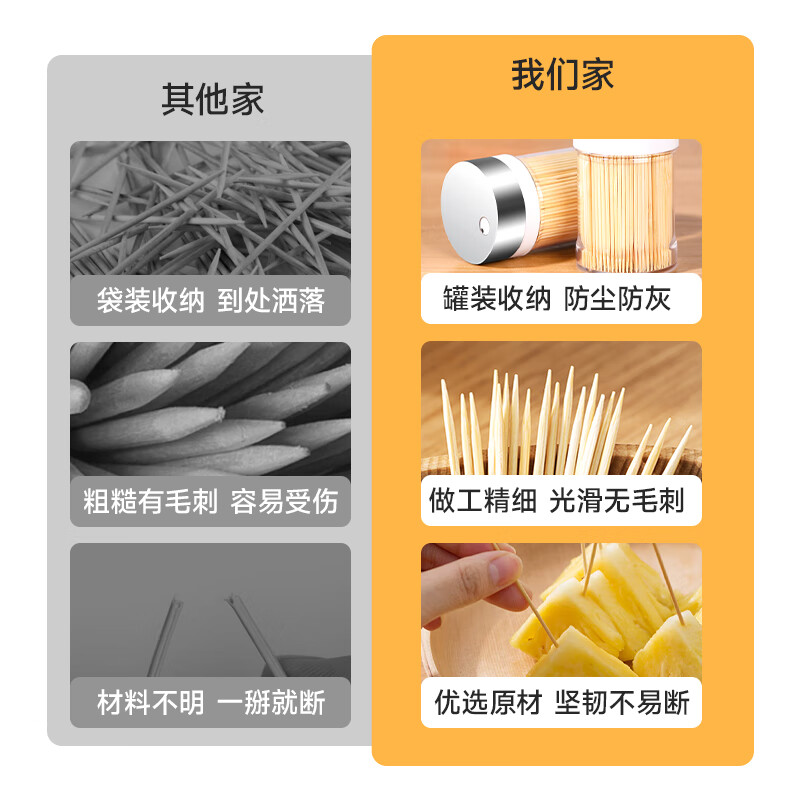Meiya toothpicks 700 pieces disposable bamboo toothpicks boxed fruit toothpick tube portable toothpicks household snack picks